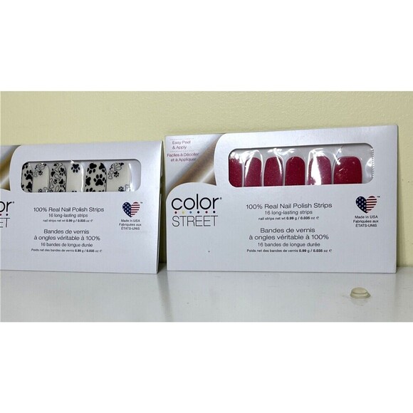 Lot of 2 Color Street 100% Real Nail Polish Strips Party Paws & Let Freedom Ring - Picture 1 of 7